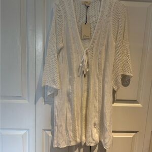 Elan Elegant White Knit Coverup size Large